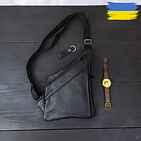 Чоловіча сумка-слінг із натуральної шкіри, сумка через плече чоловіча шкіряна, борсетка сумка через плече BKA