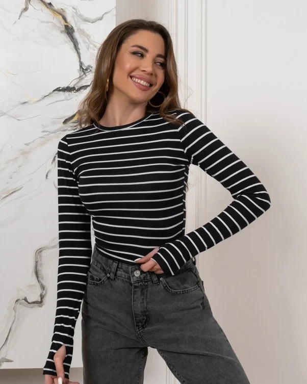 Лонгсліви ISSA PLUS 14565 S чорний/білий, фото 1