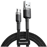 Дата кабель USB 2.0 AM to Micro 5P 0.5m Cafule 2.4A Black-Grey Baseus CAMKLF-AG1 l