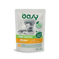 Влажный корм для кошек OASY Adult Sterilized с курицей 85 г 8053017343785 l