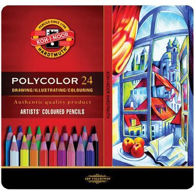Олівці кольорові Koh-i-Noor Polycolor художні метал. пенал 24 кольорів 3824024002PL l