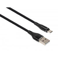 Дата кабель USB 2.0 AM to Micro 5P 1.0m cylindric nylon back Vinga VCPDCMCANB1BK m