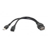 Дата кабель OTG USB 2.0 AF to Micro 5P M+F 0.15m Cablexpert A-OTG-AFBM-04 m