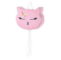 PartyDeco Meow Party пиньята на день рождения котенок розовый 35x27x9 см (6644546)