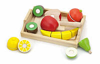 Viga Toys нарезка фруктов на подносе деревянный набор (6452068)