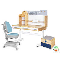 Парта с креслом Mealux Timberdesk L (парта+кресло+тумба) голубой (BD-690 L+ box BD 920-2 BL+Y-110 BLG)