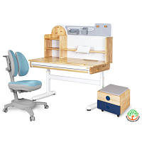 Парта с креслом Mealux Timberdesk L (парта+кресло+тумба) (BD-690 L+ box BD 920-2 BL+Y-115 BLG)