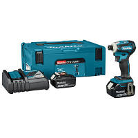 Шуруповерт Makita LXT, 18V, 2x5Ah, 180Нм, MakPac (DTD172RTJ)