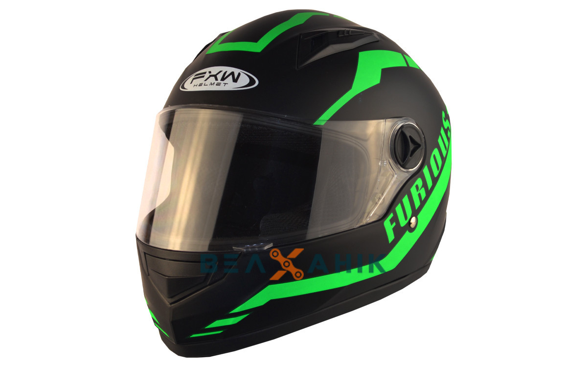 Шолом (інтеграл) FXW HF-111 Black Matt (чорно-зелений) [M]