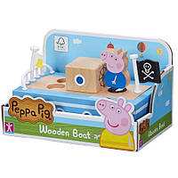 Свинка Пеппа кораблик с фигуркой деревянный (7013661)