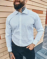 Мужская стильная рубашка классическая белый горох Турция премиум качество S
