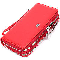 Женский кошелек-клатч с двумя отделениями на молниях ST Leather Красный Adore Жіночий гаманець-клатч із двома