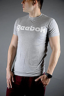 Мужская футболка Рибок серая XL размер Стильная футболка Reebok люкс качество