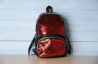 Стильный городской рюкзак большой PU кожа красный цвет переливается, ТОП-качество