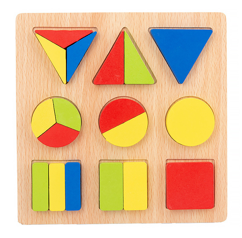Дитяча розвивальна іграшка з геометричними фігурками рамка-вкладиш круг-квадрат-трикутник 18 елементів