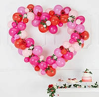 PartyDeco гирлянда из воздушных шаров с рамкой Сердце розовый 160 см 1 шт. (7369754)