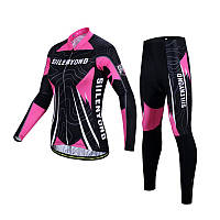 Вело костюм женский Siilenyond SW-CT-057 Полосы длинный рукав штаны Black Pink M tm