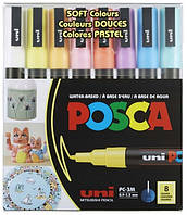 Uni Posca пигментный маркер PC-3M 8-цветный Soft Colors (7569681)