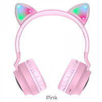 Наушники Hoco W27 Cat Ear Bluetooth с кошачьими ушками и LED подсветкой Розовый pm