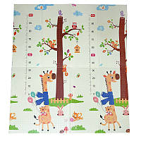 Дитячий килимок CUTYSTAR 180*160*1 см складаний двосторонній антиковзний Neck Giraffe/Forest Animals