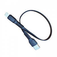 Кабель зарядний Baseus Flat Lightning Cable Fast Data Sync Charging 0.25м (CALZY-A01) Чорний Оригінал pm