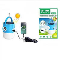Фонарь лампа кемпинг с солнечной панелью и USB GDLITE GD-071 pm