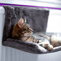 Лежак для кішок на батарею YLF-CAT-001 48*30 см Плюшева лежанка для кішки Gray pm