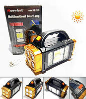 Ручной аккумуляторный фонарь на солнечной батарее HB-2678 25W с солнечной панелью USB зарядкой повербанком pm