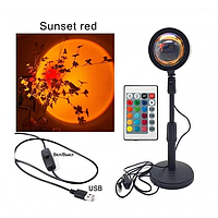 Проекційна різнокольорова RGB LED лампа Sunset Lamp з ефектом заходу сонця з пультом, світильник заходу сонця / світанку, pm