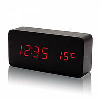 Деревянные Настольные часы VST-862 светодиодные чёрные pm