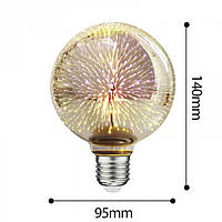 Лампочка ночник 3D Фейерверк C80, Е27, 4Вт Светодиодная лампа в патрон pm