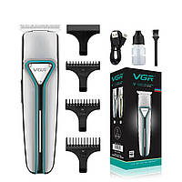 Беспроводная машинка для стрижки волос и бороды (триммер аккумуляторный) с насадками VGR V-008 pm
