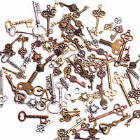 Набір металевих підвісок 100г, шарми шармики, Ключі, бронза pm