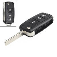 Викидний ключ, корпус під чіп, 3кн, Volkswagen, HU66 pm