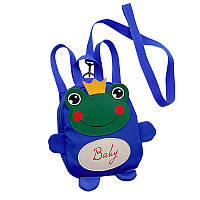 Детский рюкзак A-6864 Frog с ремешком анти-потеряшка Blue tm