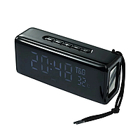 Портативная аккумуляторная bluetooth колонка с часами TG 174 Black/черный pm