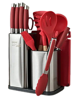Набір ножів та кухонне начиння 17 предметів Zepline ZP-047 Червоний pm