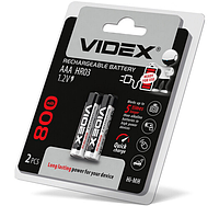 Аккумуляторная батарейка AAA (мизинчиковая) VIDEX HR03 800mAh блистер (2 батарейки) pm