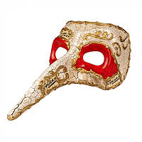 Венецианская маска с носом мужская белая (7577017)