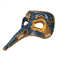 Венецианская маска с носом мужская синяя (7577020)