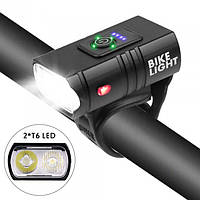 Велосипедный фонарь BK-02Pro-2XPE ULTRA LIGHT, алюминий, micro USB, встроенный аккумулятор pm