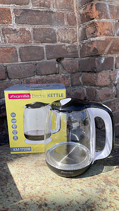 Чайник електричний Kamille 1.7 л СКЛО KM-1720 B, фото 1