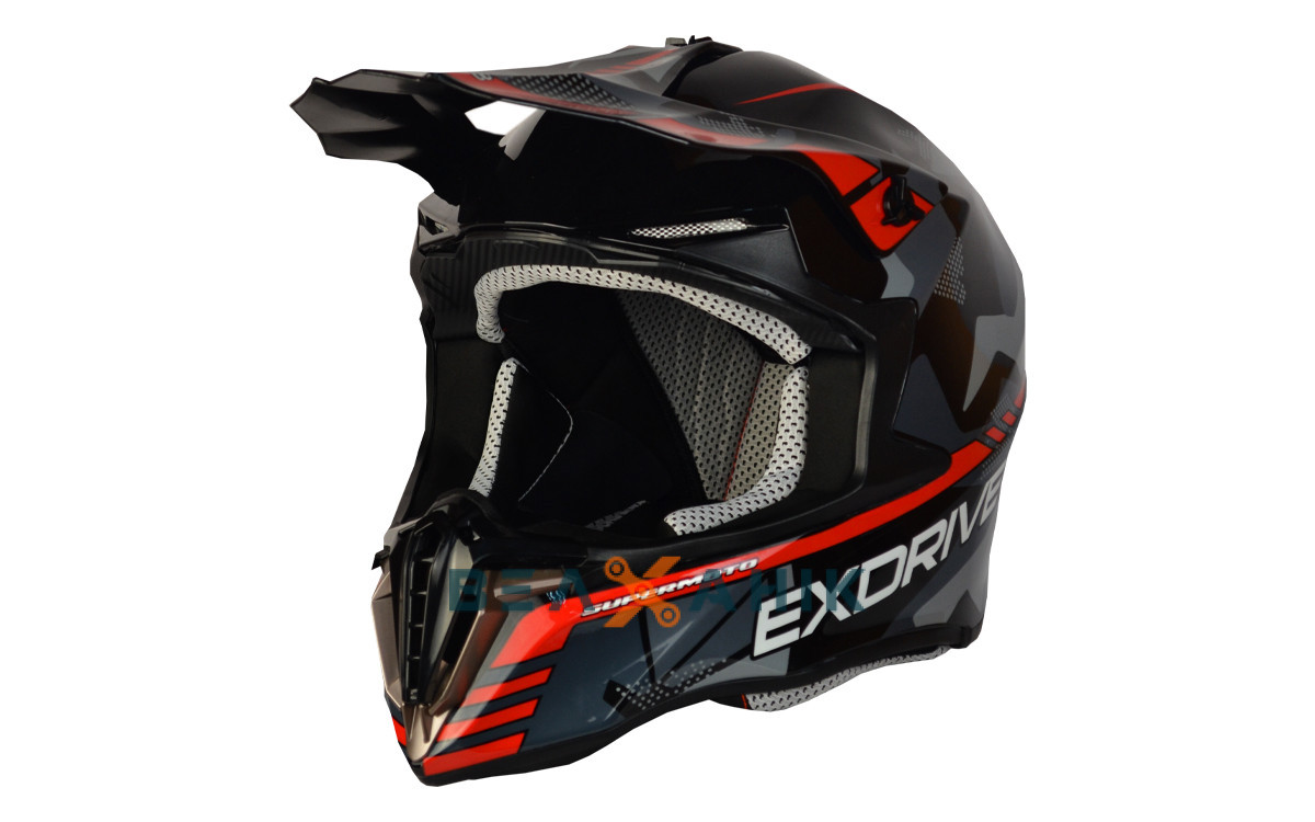 Шолом (кросовий) ExDrive EX-806 MX чорно-червоний глянець [XL]