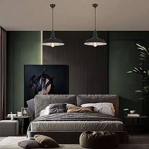 Чорний підвісний 36см світильник лофт (54-6452-1 BK+WH 360), фото 2