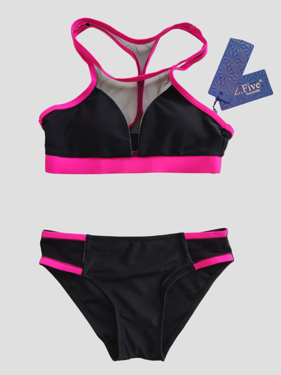 Дитячий підлітковий купальник Z.Five 75348 чорний-малиновий 32 34 36 38 40 розмір