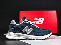 Мужские демисезонные кроссовки New Balance 990 (темно-синие) спортивные стильные кроссы 12246 Нью Беленс