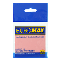 Блок  для нотаток( 75x75мм, 50аркушів, пластиковий  з клейким шаром,прозорий, рожевий)  ВМ.2310-10