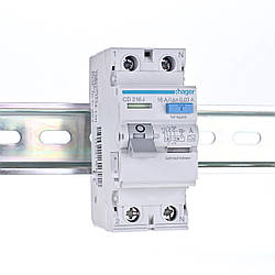 Пристрій захисного відключення УЗО 2P 16A, 30mA, тип А, Hager, CD216J