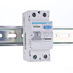 Пристрій захисного відключення УЗО 2P 63A, 30mA, тип А, Hager, CD263J