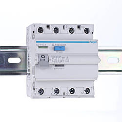 Пристрій захисного відключення УЗО 4P 63A, 30mA, тип А, Hager, CD463J
